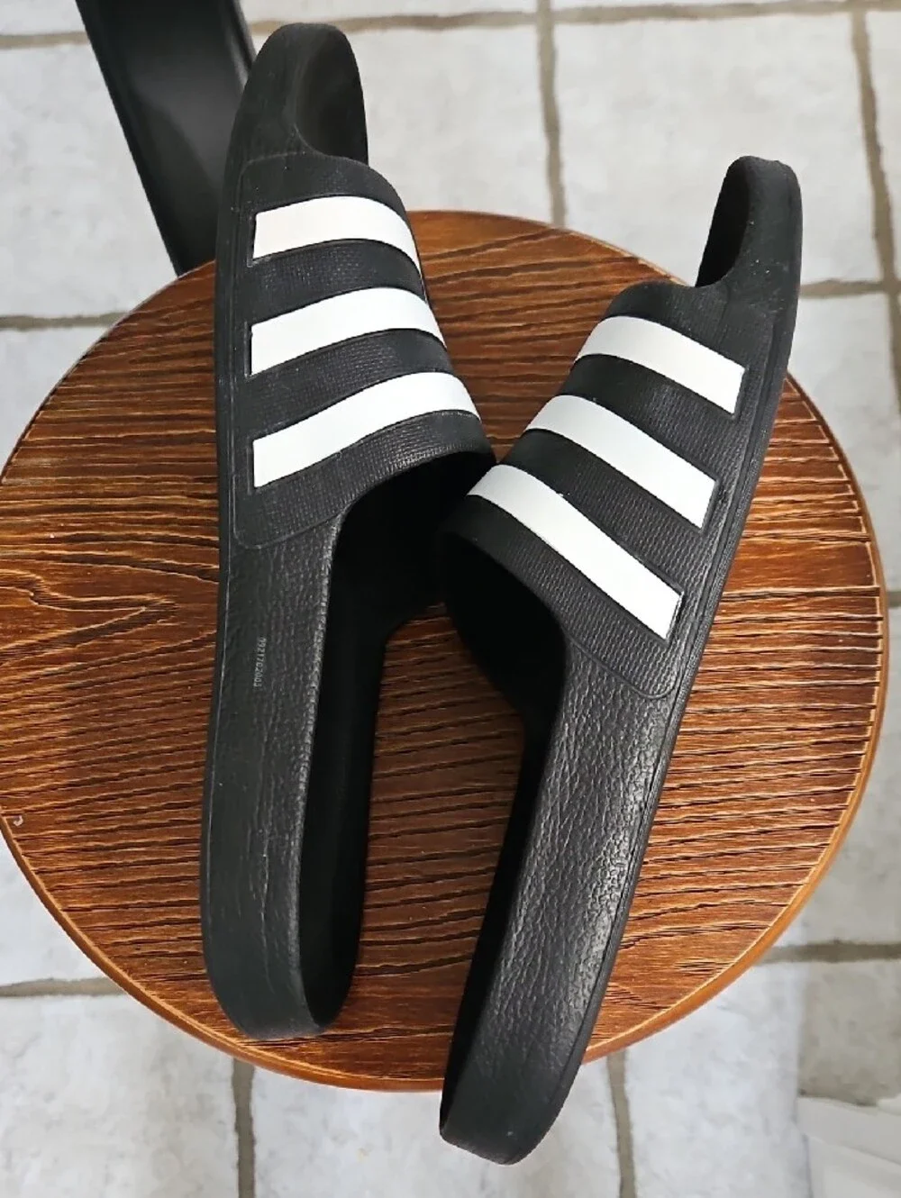 Adidas Black and White Slides